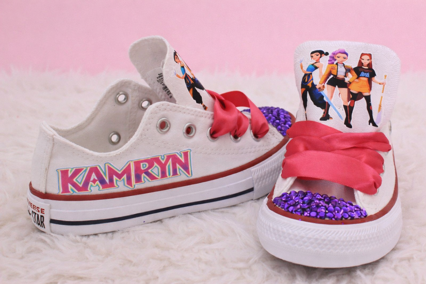 K pop Demon hunters shoes-K pop Demon hunters bling Converse-K pop Demon hunters birthday