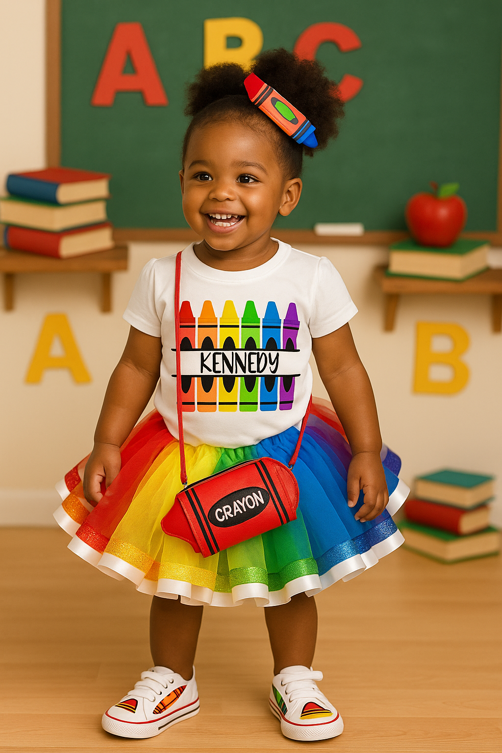 Crayon tutu set-Back to school tutu set- Back to school outfit- back to school dress- school outfit-kindergarten outfit