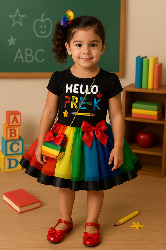 Hello Pre-K tutu set-Back to school tutu set- Back to school outfit- back to school dress- school outfit-kindergarten outfit