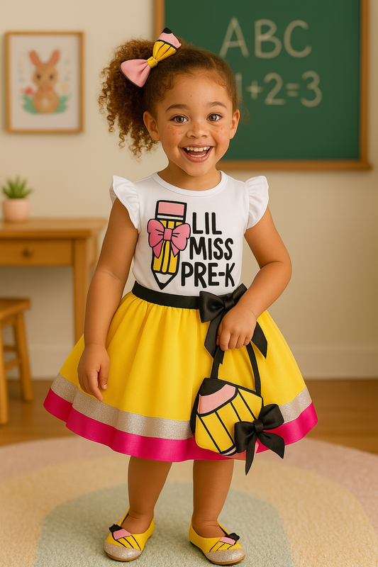 Little Miss Pre-K tutu set-Back to school tutu set- Back to school outfit- back to school dress- school outfit-kindergarten outfit