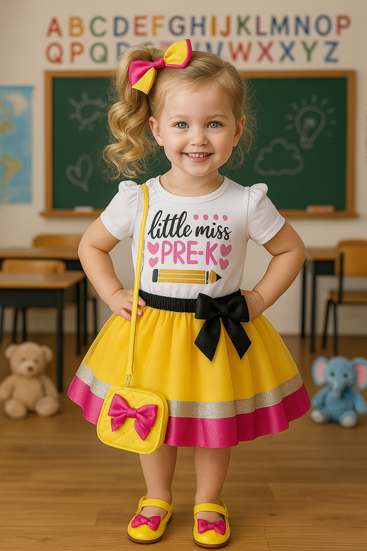 Little Miss Pre-K tutu set-Back to school tutu set- Back to school outfit- back to school dress- school outfit-kindergarten outfit