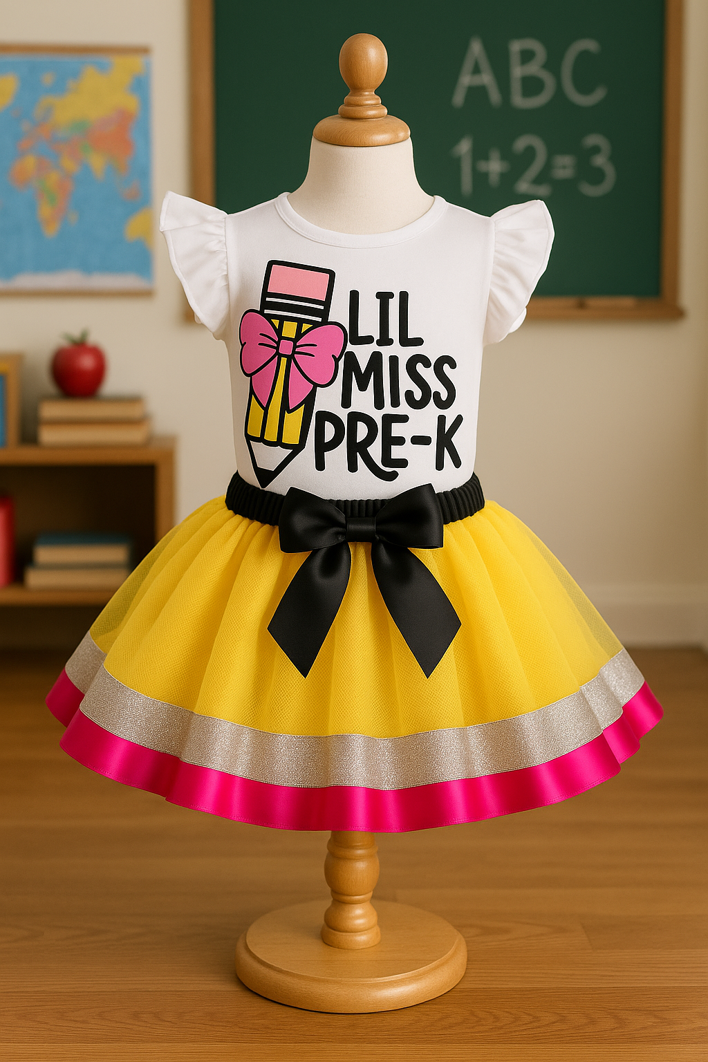 Little Miss Pre-K tutu set-Back to school tutu set- Back to school outfit- back to school dress- school outfit-kindergarten outfit