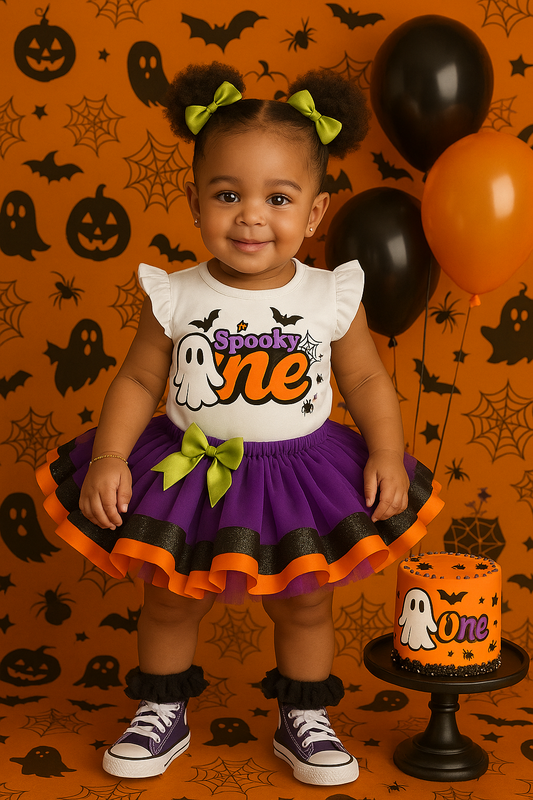 Halloween Tutu set-Spooky one tutu set-halloween outfit- halloween birthday outfit- spooky one tutu-Halloween tutu set-