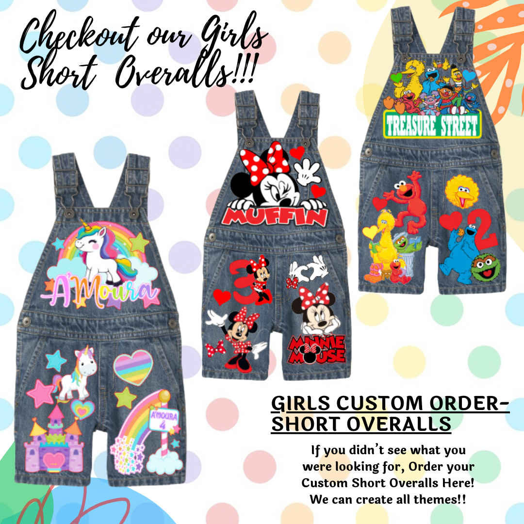 Girls Overalls- Girls Custom Overalls-Girls Birthday Overalls