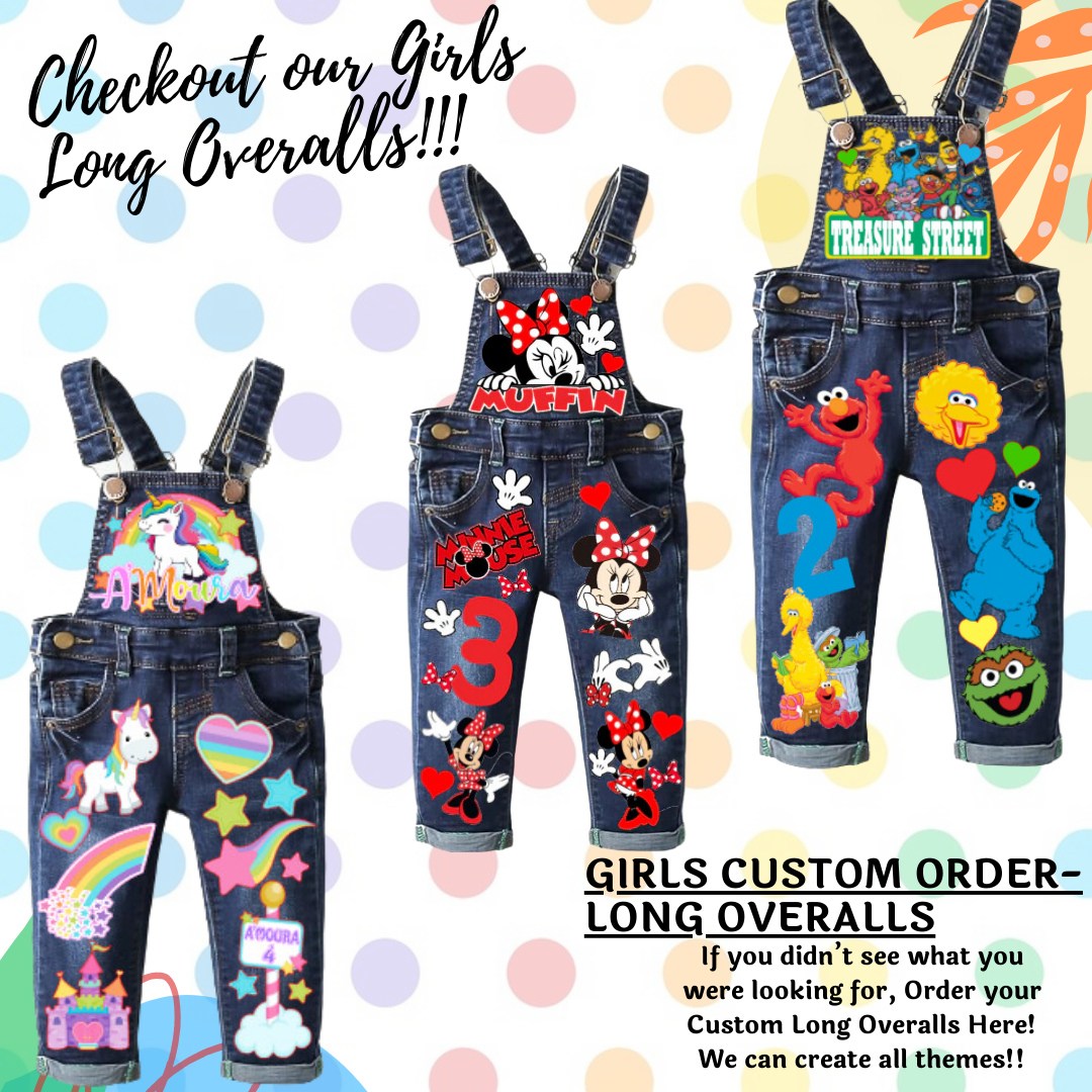 Girls Overalls- Girls Custom Overalls-Girls Birthday Overalls