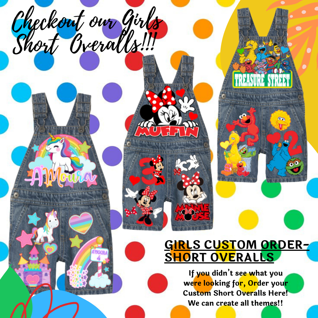 Girls Overalls- Girls Custom Overalls-Girls Birthday Overalls