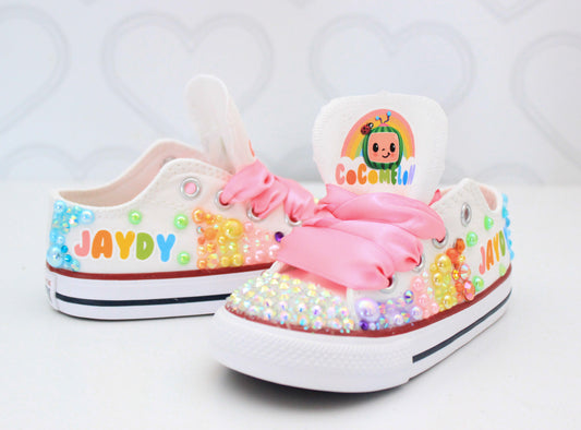 Cocomelon shoes- Cocomelon bling Converse-Girls Cocomelon Shoes-Cocomelon Converse