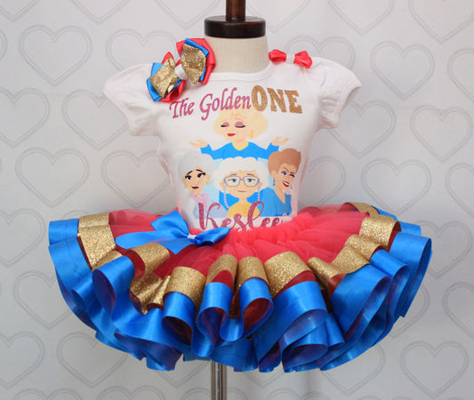 Golden girls tutu set- Golden girls tutu set- Golden girls outfit-Golden girls ribbon trim set- The golden one birthday