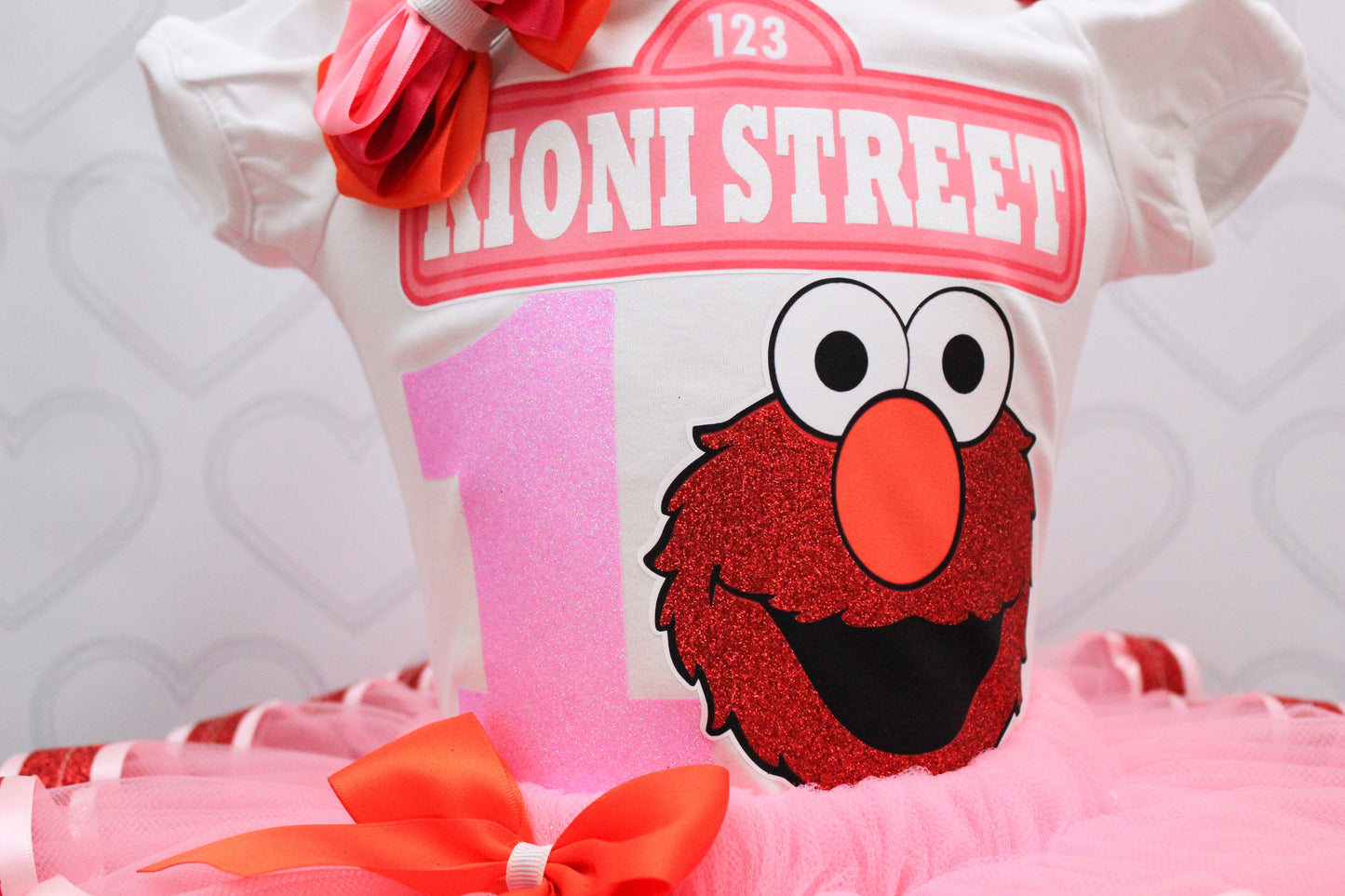 Elmo tutu set-Girly Elmo tutu set-Girl Elmo outfit-Elmo ribbon trim set- Elmo outfit