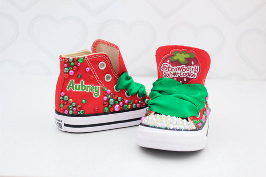 Strawberry Shortcake shoes- Strawberry shortcake bling Converse-Girls Strawberry shortcake Shoes-Strawberry shortcake Converse
