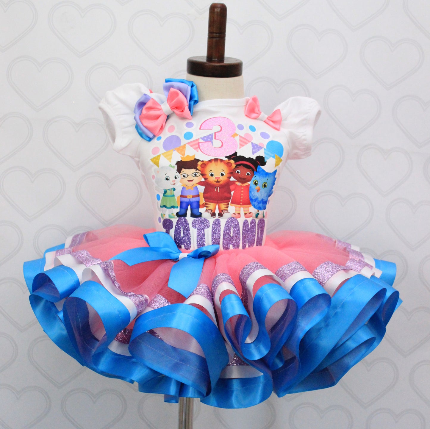 Daniel tiger tutu set-Daniel tiger outfit-Daniel tiger dress-Daniel tiger birthday outfit