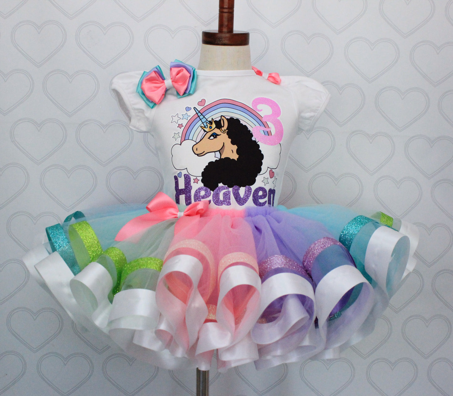 Unicorn tutu set-Unicorn outfit-Unicorn dress-Unicorn birthday outfit-Afro unicorn tutu-afro unicorn