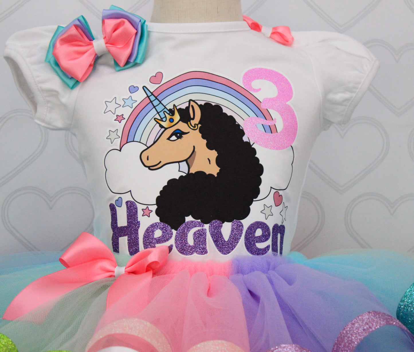 Unicorn tutu set-Unicorn outfit-Unicorn dress-Unicorn birthday outfit-Afro unicorn tutu-afro unicorn