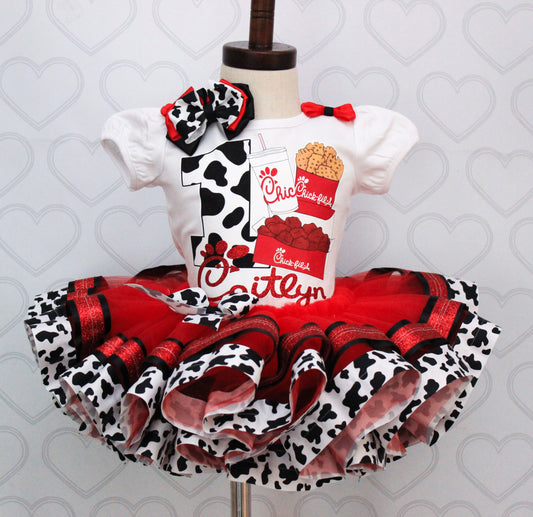 Chick-fil-A tutu set-Chick-fil-A outfit-Chick-fil-A dress-Chick-fil-A birthday-Chickfila-chick fila
