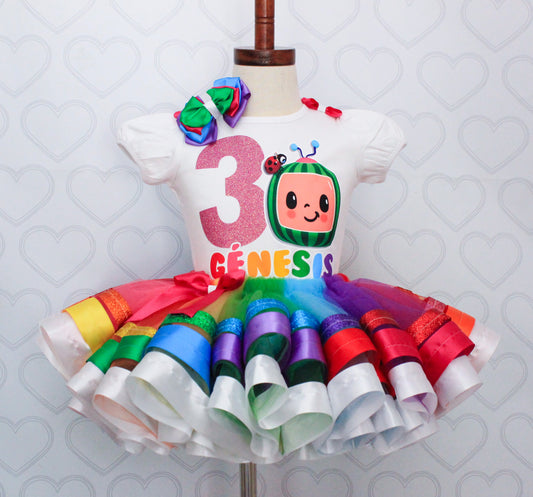 Cocomelon tutu set-Cocomelon outfit-Cocomelon dress(deluxe)