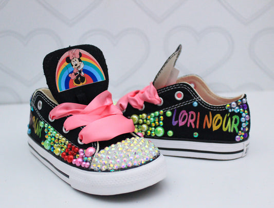Minnie Mouse shoes- Minnie bling Converse-Girls Minnie Shoes