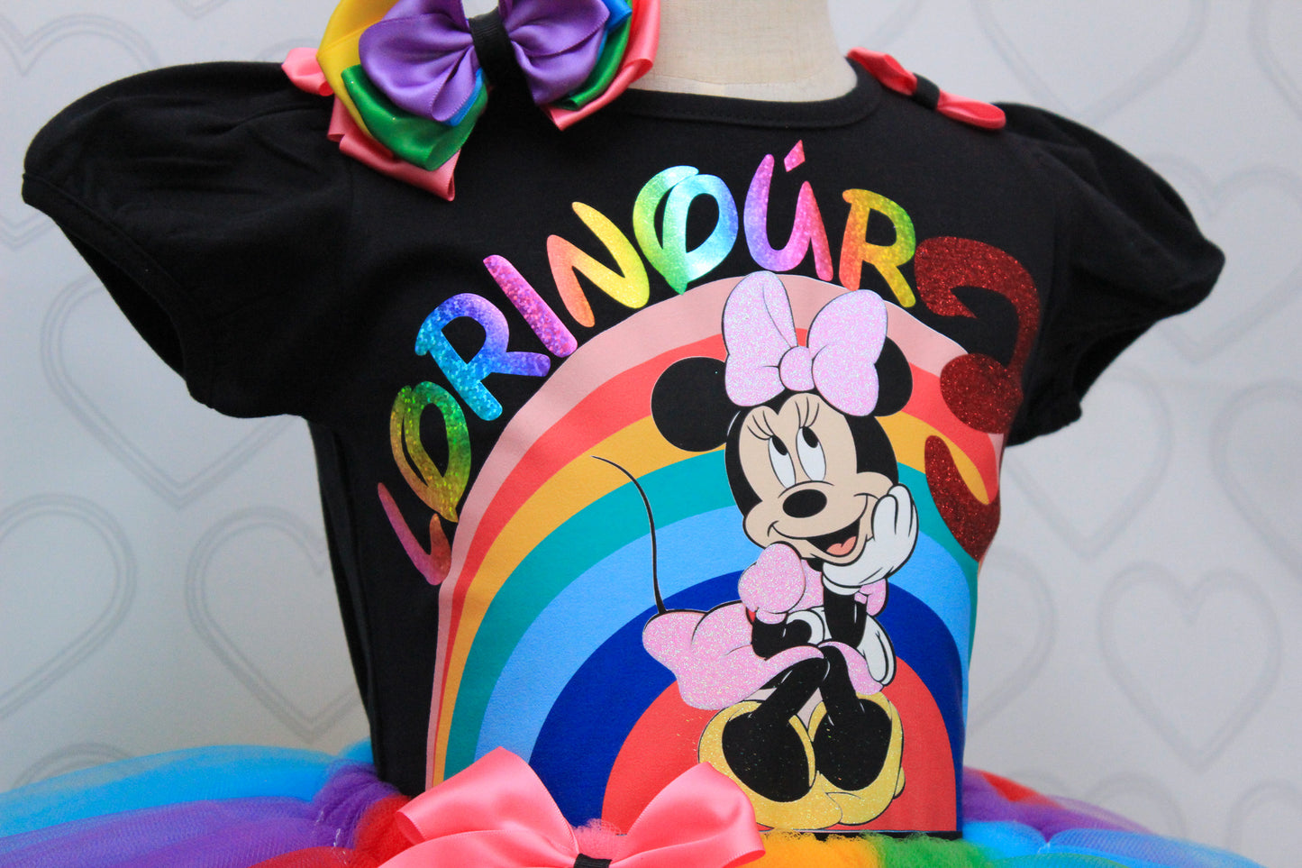 Minnie Mouse Tutu set- mouse outfit- mouse birthday outfit-Rainbow Minnie mouse tutu set