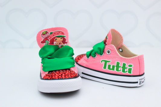 Strawberry Shortcake shoes- Strawberry shortcake bling Converse-Girls Strawberry shortcake Shoes-Strawberry shortcake Converse