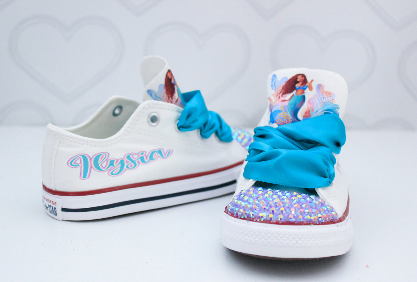 The little mermaid shoes-The little mermaid bling Converse-Girls The little mermaid Shoes-Live action little mermaid