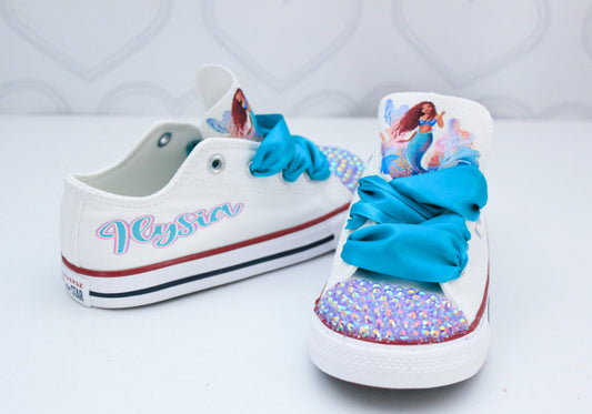 The little mermaid shoes-The little mermaid bling Converse-Girls The little mermaid Shoes-Live action little mermaid