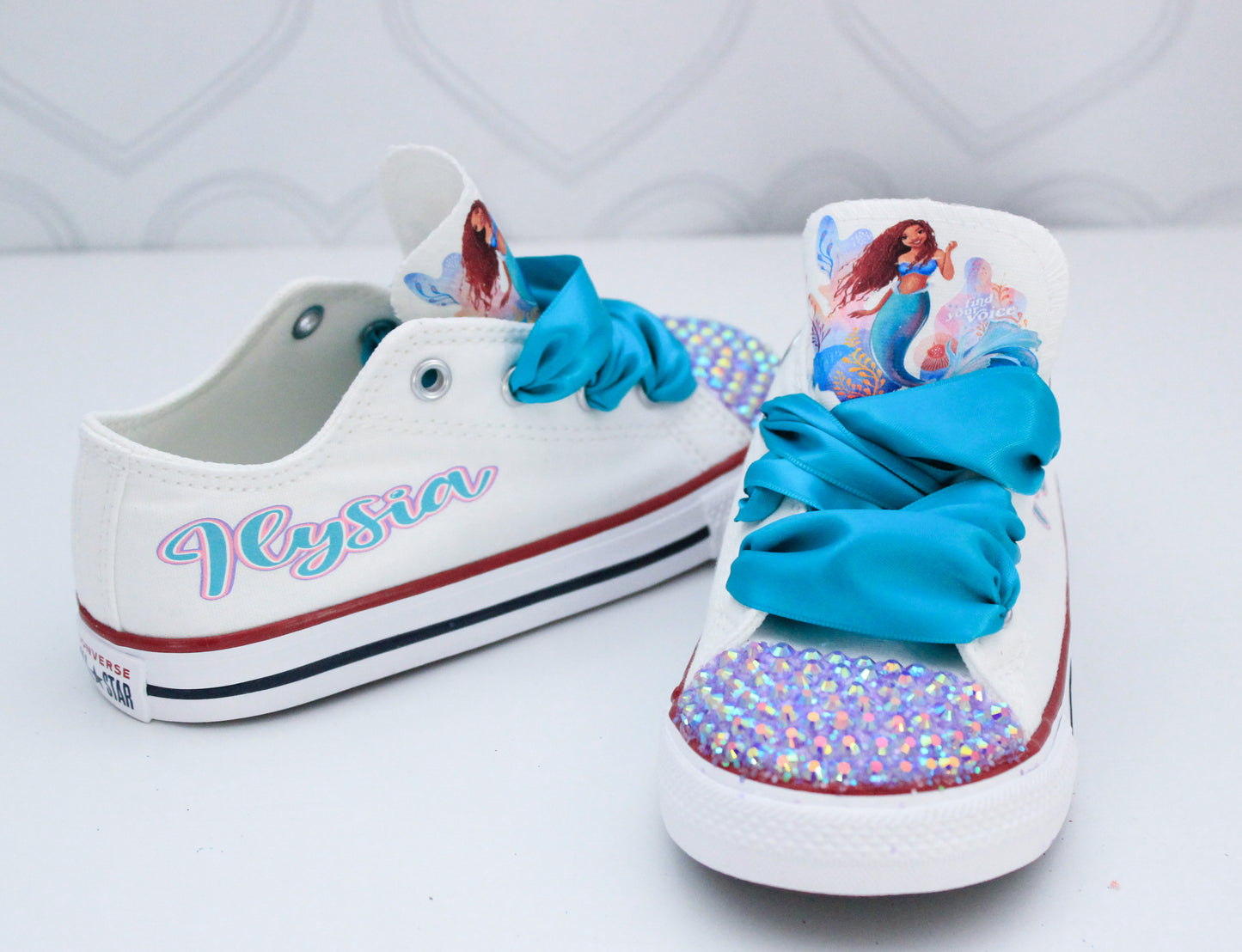 The little mermaid shoes-The little mermaid bling Converse-Girls The little mermaid Shoes-Live action little mermaid