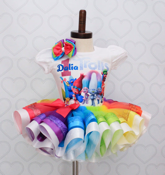 Troll tutu set-troll outfit-trolls dress-Trolls birthday(Deluxe)