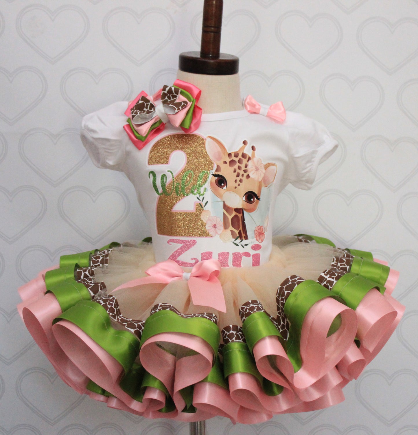 Giraffe tutu set- Giraffe outfit-Giraffe dress-Safari birthday-Safari tutu set- 2 wild- wild one outfit