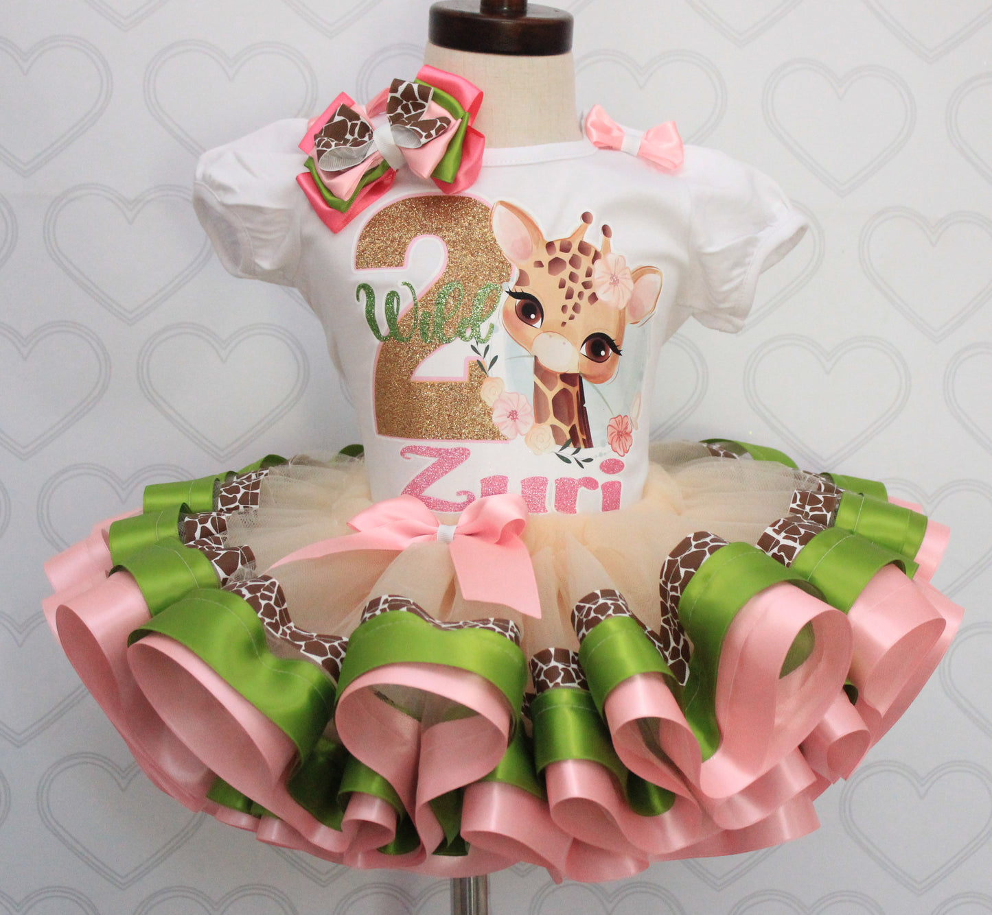 Giraffe tutu set- Giraffe outfit-Giraffe dress-Safari birthday-Safari tutu set- 2 wild- wild one outfit