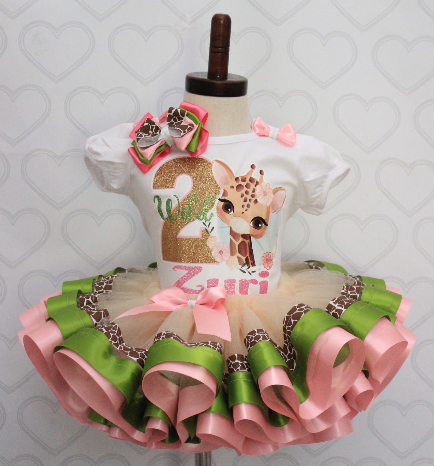Giraffe tutu set- Giraffe outfit-Giraffe dress-Safari birthday-Safari tutu set- 2 wild- wild one outfit