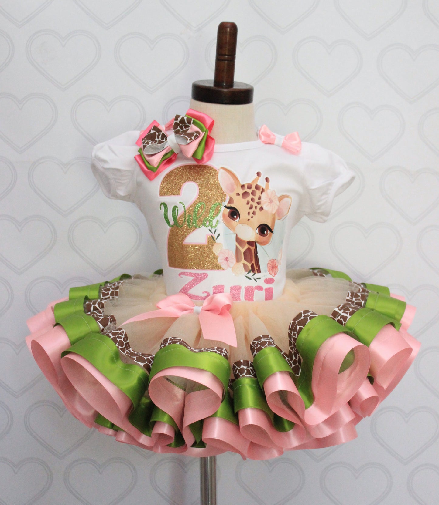 Giraffe tutu set- Giraffe outfit-Giraffe dress-Safari birthday-Safari tutu set- 2 wild- wild one outfit