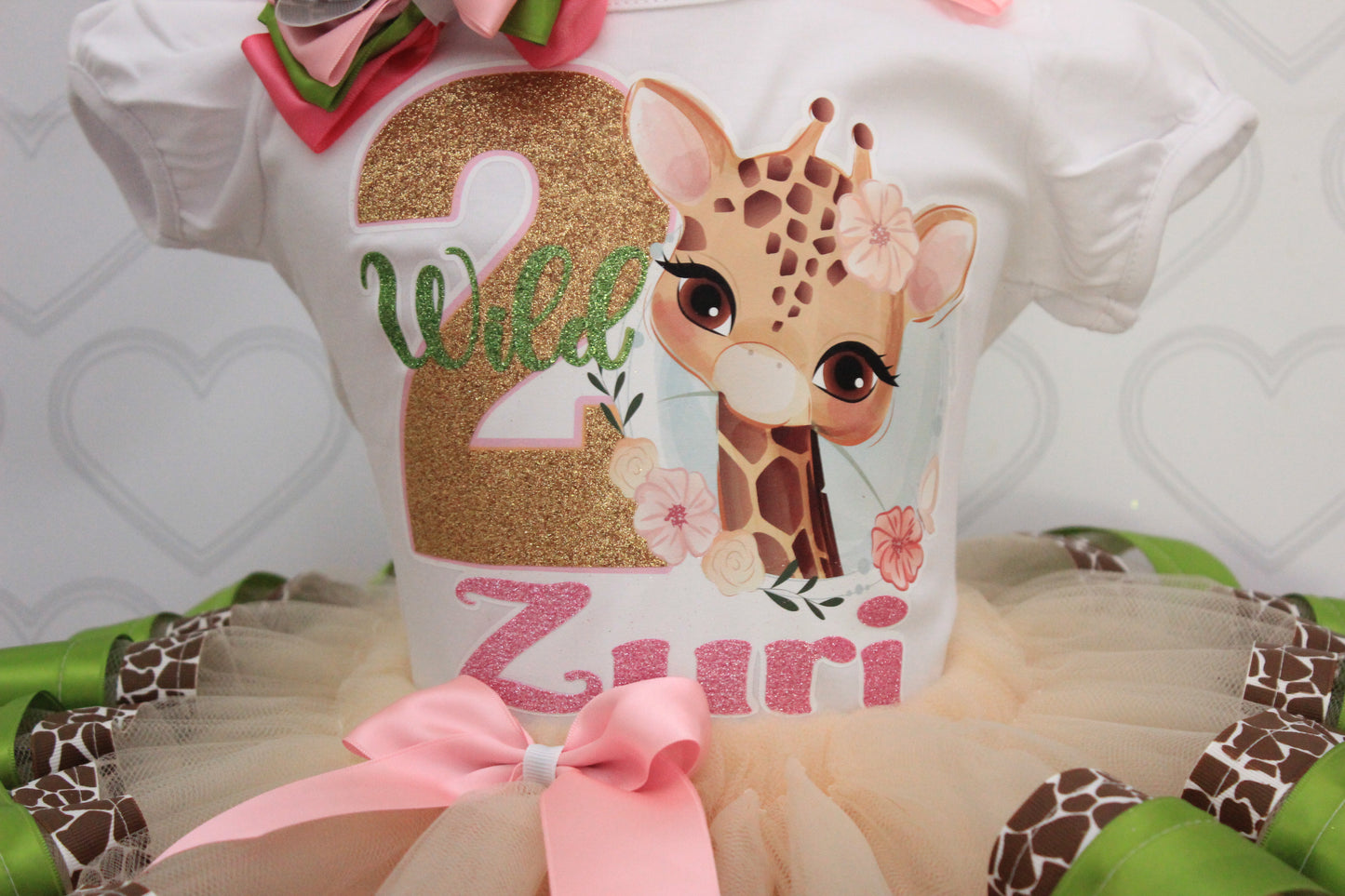 Giraffe tutu set- Giraffe outfit-Giraffe dress-Safari birthday-Safari tutu set- 2 wild- wild one outfit