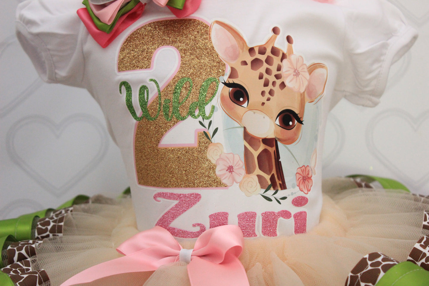Giraffe tutu set- Giraffe outfit-Giraffe dress-Safari birthday-Safari tutu set- 2 wild- wild one outfit