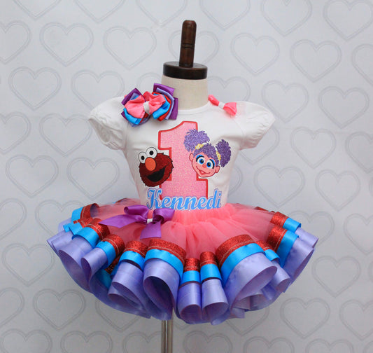 Elmo and Abby tutu set- Elmo and Abby outfit-Elmo and Abby dress- Elmo and Abby birthday(deluxe)