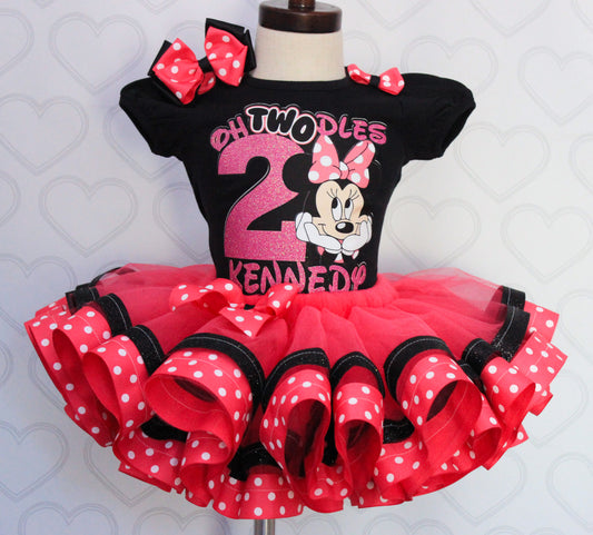 Mouse Tutu set- mouse outfit- mouse birthday outfit-Oh Two-dles mouse tutu- Two-dles minnie outfit