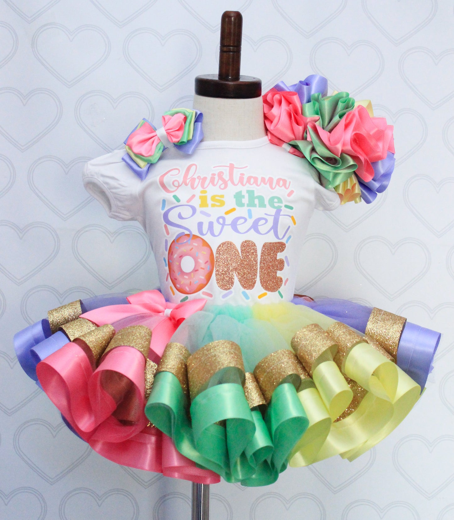 Donut Tutu set- Donut outfit-Donut dress- donut tutu-Rainbow Donut tutu set- Sweet one tutu set-Two sweet tutu set