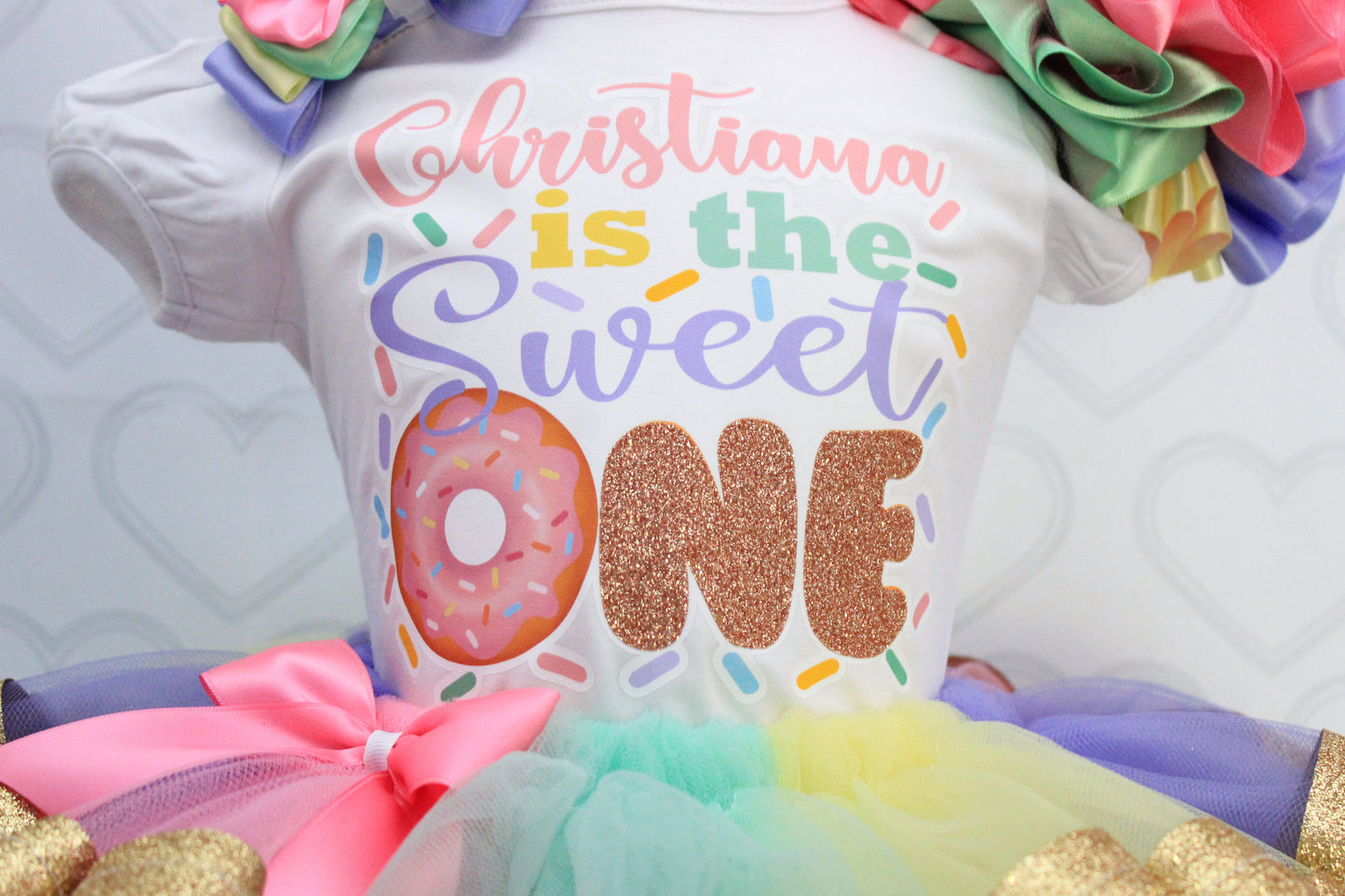 Donut Tutu set- Donut outfit-Donut dress- donut tutu-Rainbow Donut tutu set- Sweet one tutu set-Two sweet tutu set