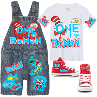 Cat in the hat Overalls- Cat in the hat Birthday Overalls-Cat in the hat Birthday outfit