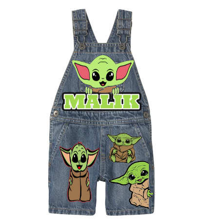 Baby Yoda Overalls-Baby Yoda Birthday Overalls-Baby Yoda Birthday outfit