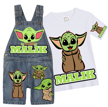 Baby Yoda Overalls-Baby Yoda Birthday Overalls-Baby Yoda Birthday outfit