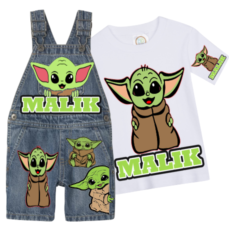 Baby Yoda Overalls-Baby Yoda  Birthday Overalls-Baby Yoda  Birthday outfit