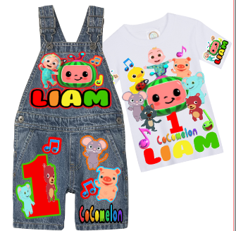 Cocomelon Overalls- Cocomelon Birthday Overalls- Cocomelon Birthday outfit