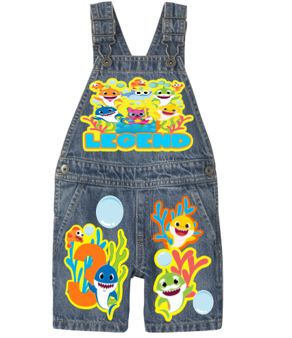 Baby shark Overalls-Baby Shark Birthday Overalls-Baby shark Birthday outfit