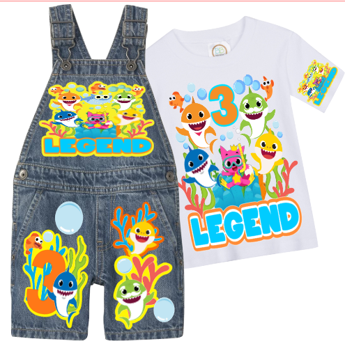 Baby shark Overalls-Baby Shark Birthday Overalls-Baby shark Birthday outfit