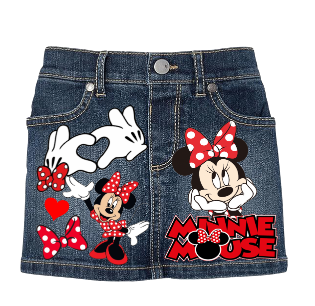Minnie Mouse Skirt Set-Minnie Mouse denim outfit-Minnie mouse Birthday outfit