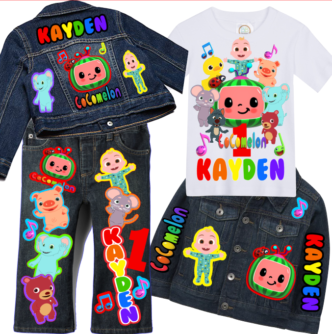 Cocomelon Denim Set-Boys cocomelon denim set-cocomelon Birthday outfit-cocomelon boys outfit