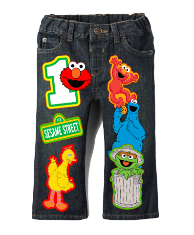 Sesame street Denim Set-Boys Sesame street denim set-Sesame street Birthday outfit-Sesame Street boys outfit