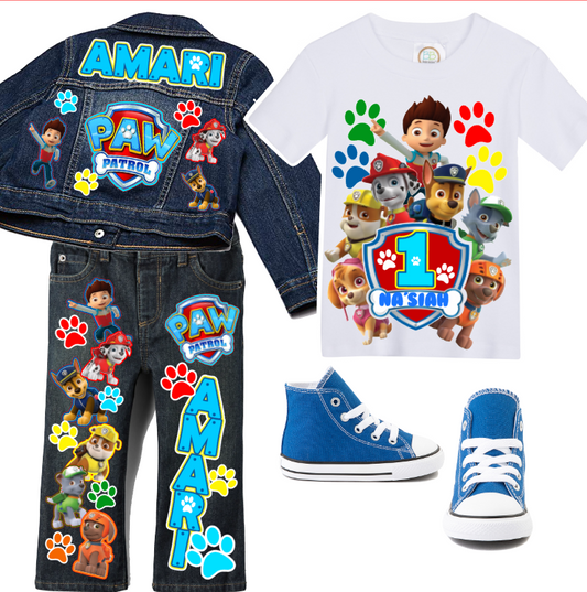 Paw Patrol boys outfit - Paw Patrol Denim Set-Boys Paw Patrol denim set- Paw Patrol Birthday outfit