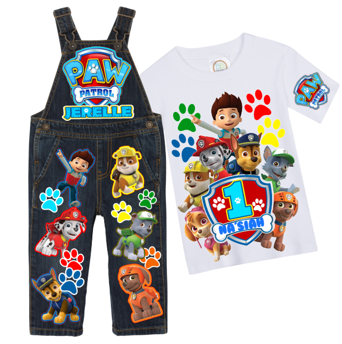 Paw patrol overalls-Paw patrol outfit-Paw patrol birthday shirt