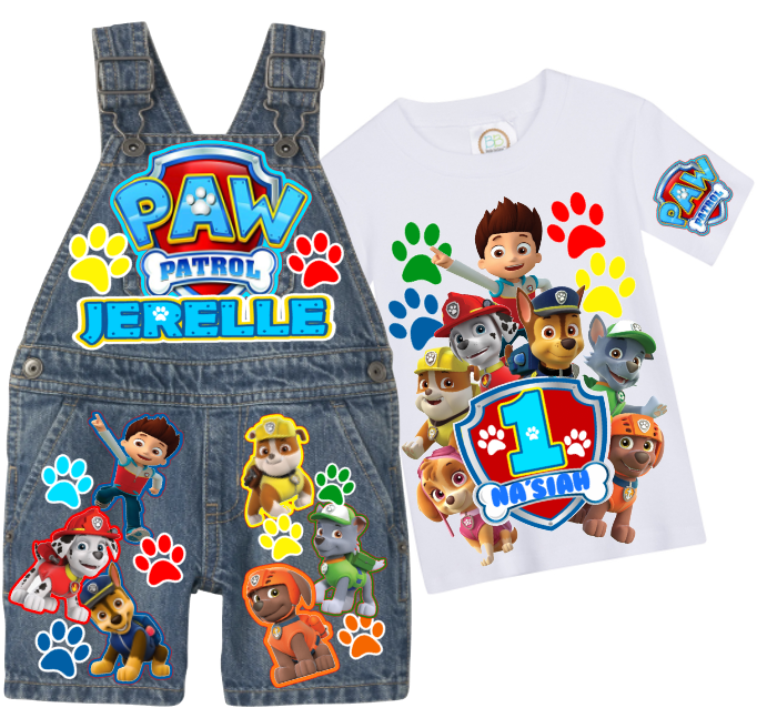 Paw patrol Overalls-Paw patrol Birthday Overalls- Paw patrol Birthday outfit