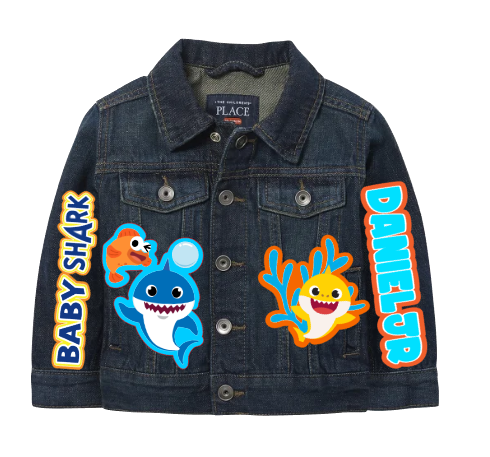 Baby Shark boys outfit - Baby Shark Denim Set-Boys Baby Shark denim set- Baby Shark Birthday outfit